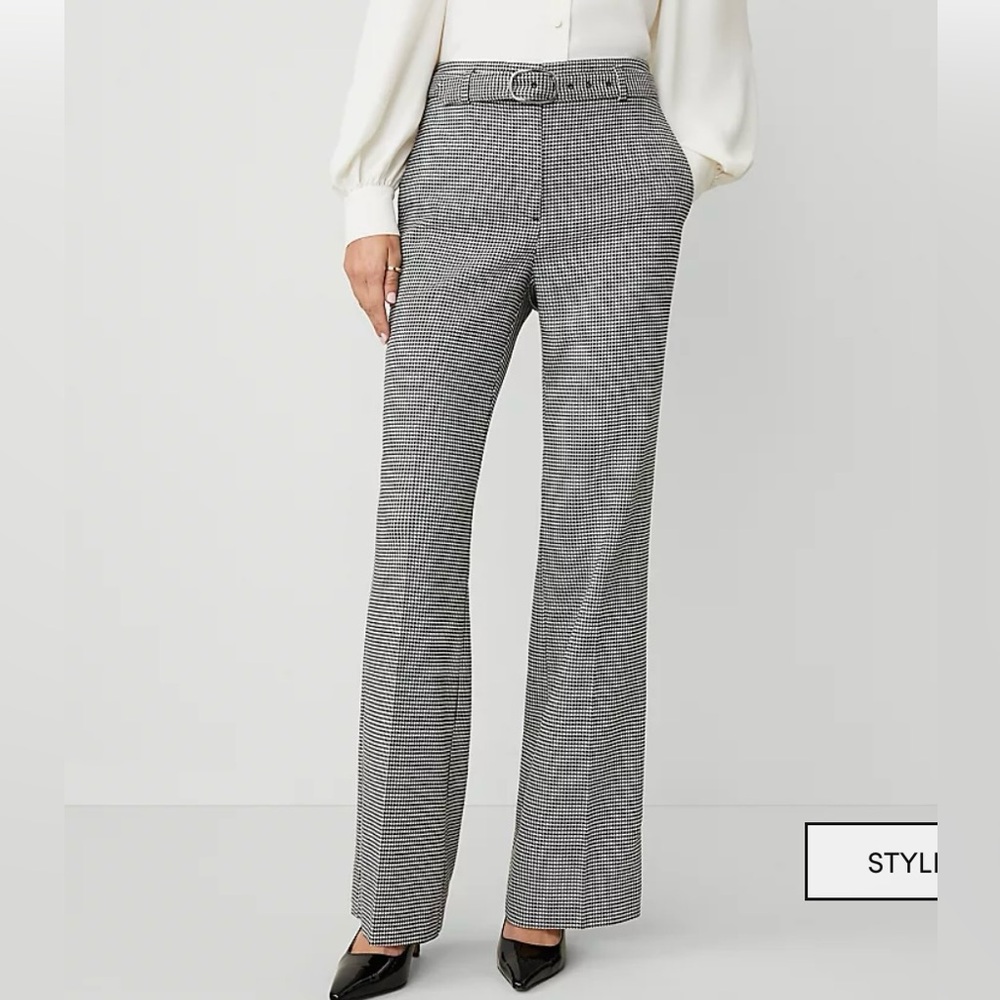 Ann Taylor Houndstooth Belted Boot Pant Petite 16 BRAND NEW WITH TAG